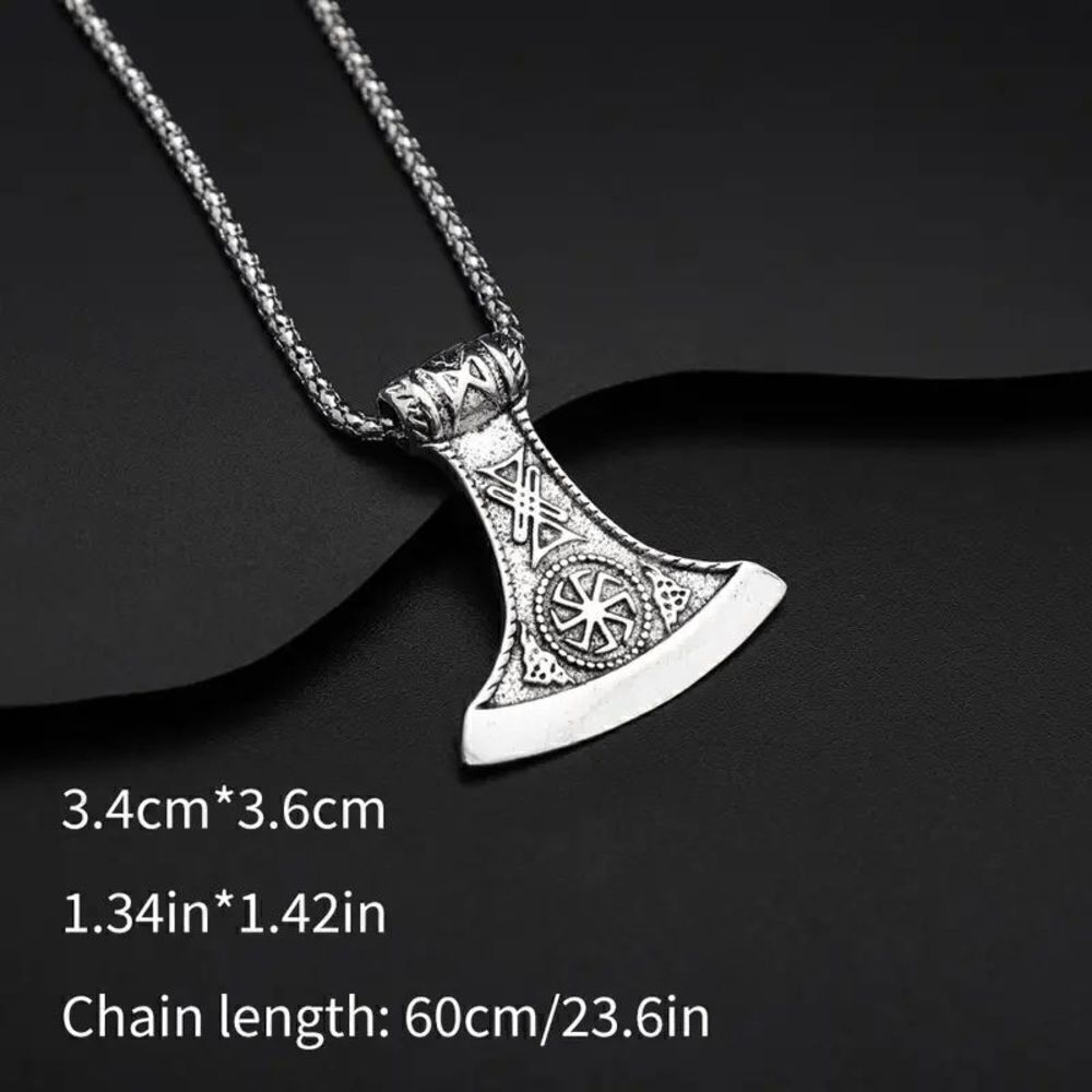 Viking Ax Stainless Steel Pendant Necklace - Picture 6 of 6